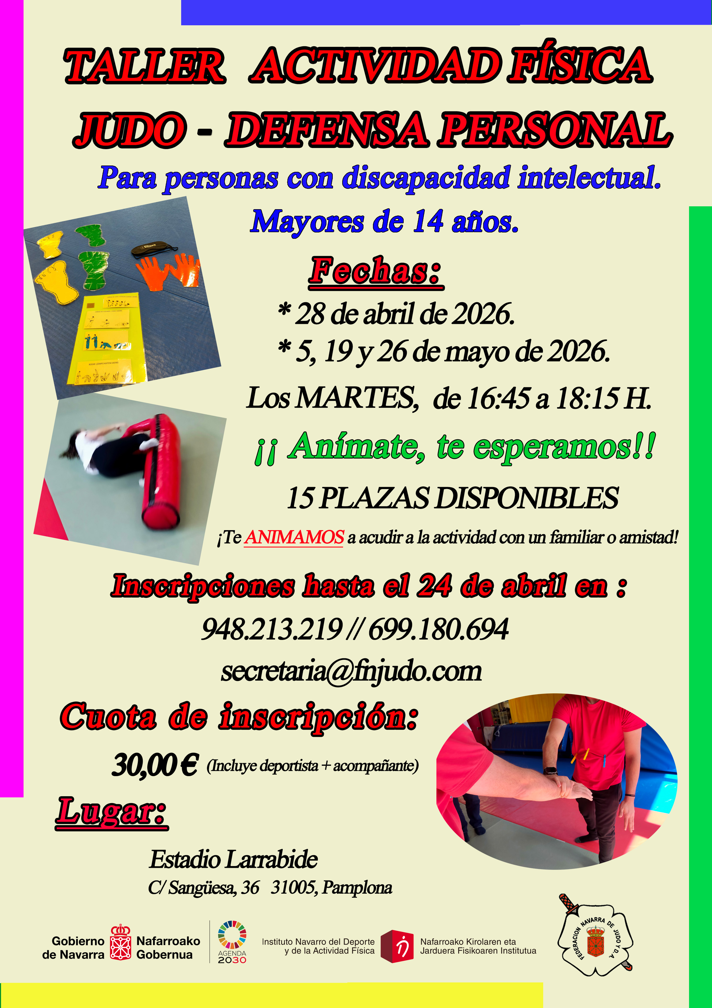 1º CURSO TALLER DEFENSA PERSONAL DISCAPACIDAD INTELECTUAL. Pamplona 28-04-26